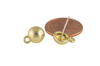 18kt Gold Earring Sterling Stud Finding - Coin - 8mm