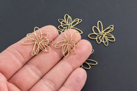 Brass earrings-Earring copper accessories-Earring pendant-Brass earring charms-Earring connector-Brass -Flower shape earrings- 26mm