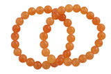 Orange Jade Bracelet Round Size 6mm and 8mm Handmade In USA Natural Gemstone Crystal Bracelets Handmade Jewelry - approx. 7"
