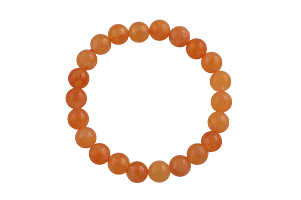 Orange Jade Bracelet Round Size 6mm and 8mm Handmade In USA Natural Gemstone Crystal Bracelets Handmade Jewelry - approx. 7"