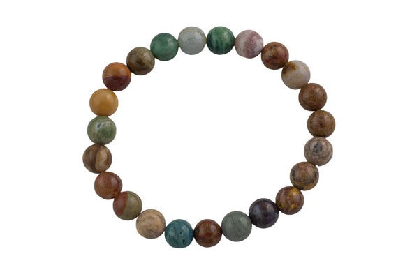 Bracelet Natural Ocean Jasper Bracelets 8mm Stackable Round Natural Gemstone Crystal Bracelets - Handmade Bracelet Crystal Bracelet