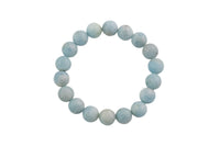 Natural Aquamarine Matte Round Size 10mm and 12mm- Handmade In USA- approx. 7-7.5" Bracelet Crystal Bracelet- LGS