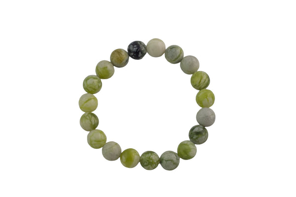 Natural New Flower Jade Round Size 6mm and 8mm- Handmade In USA- approx. 7" Bracelet Crystal Bracelet