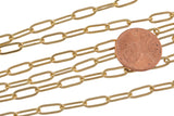 Paperclip Chain Necklace 3x9mm 18k Gold Rectangular Wire Paper Clip Chain 1 yard Lead, Nickel Free Unfinished Link Chain