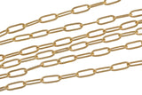 Paperclip Chain Necklace 3x9mm 18k Gold Rectangular Wire Paper Clip Chain 1 yard Lead, Nickel Free Unfinished Link Chain