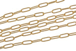 Paperclip Chain Necklace 3x9mm 18k Gold Rectangular Wire Paper Clip Chain 1 yard Lead, Nickel Free Unfinished Link Chain