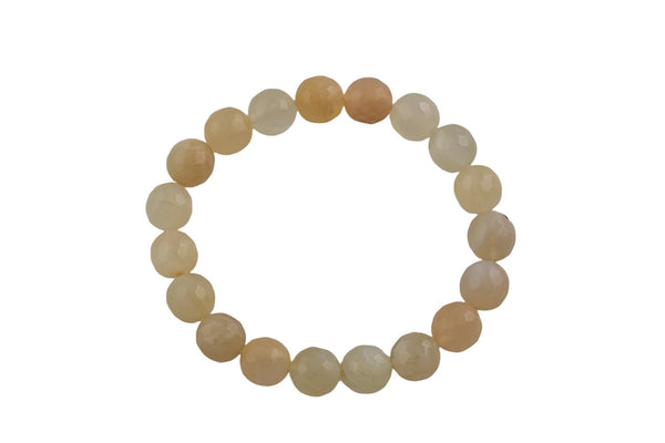 Moonstone Bracelet Faceted Round Size 6mm and 8mm Handmade In USA Natural Gemstone Crystal Bracelets Handmade Jewelry - approx. 7"