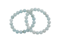 Natural Aquamarine Matte Round Size 10mm and 12mm- Handmade In USA- approx. 7-7.5" Bracelet Crystal Bracelet- LGS