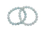 Natural Aquamarine Matte Round Size 10mm and 12mm- Handmade In USA- approx. 7-7.5" Bracelet Crystal Bracelet- LGS