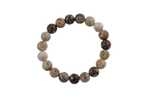 Brown Zebra Jasper Faceted Round Size 6mm and 8mm- Handmade In USA- approx. 7" Bracelet Crystal Bracelet