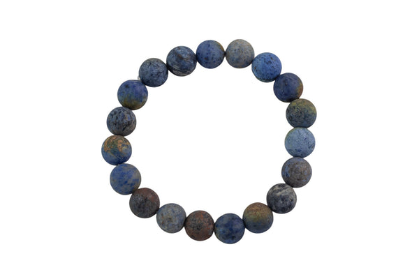 Blue Dumortierite Bracelet Matte Round Size 6mm and 8mm Handmade In USA Natural Gemstone Crystal Bracelets - Handmade Jewelry - approx. 7"