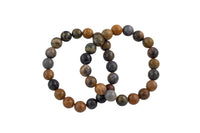 Natural Petrified Wood Faceted Round Size 10mm and 12mm- Handmade In USA- approx. 7-7.5" Bracelet Crystal Bracelet- LGS