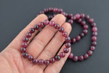 Raspberry Jade Bracelet Round Size 6mm and 8mm Handmade In USA Natural Gemstone Crystal Bracelets Handmade Jewelry - approx. 7"