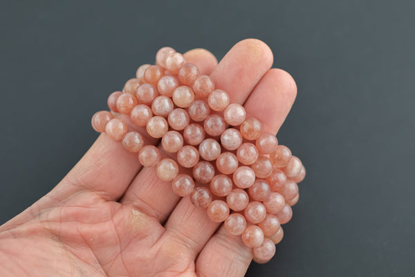 Sunstone Jade Bracelet Round Size 6mm and 8mm Handmade In USA Natural Gemstone Crystal Bracelets Handmade Jewelry - approx. 7"