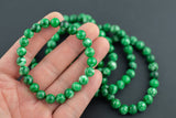 Emerald Green Jade Bracelet Round Size 6mm and 8mm Handmade In USA Natural Gemstone Crystal Bracelets Handmade Jewelry - approx. 7"