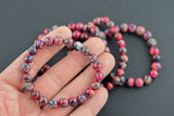 Red and Blue Aqua Terra Jasper Round Size 6mm and 8mm - Handmade In USA - Natural Gemstone Crystal Bracelets - Handmade Jewelry - approx. 7"