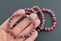 Red and Blue Aqua Terra Jasper Round Size 6mm and 8mm - Handmade In USA - Natural Gemstone Crystal Bracelets - Handmade Jewelry - approx. 7"