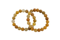 Yellow Jade Bracelet Smooth Round Size 6mm and 8mm Handmade In USA Natural Gemstone Crystal Bracelets - Handmade Jewelry - approx. 7"