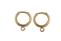 4 pcs 14k GF Hoop huggie one touch w/ open link Lever Hoop earring making, 12mm, 14mm Earring Charm Making Findings Huggies