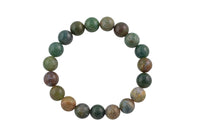 Natural Indian Agate Bracelet Smooth Round Size 6mm and 8mm- Handmade In USA- approx. 7" Bracelet Crystal Bracelet