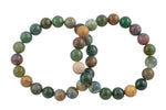 Natural Indian Agate Bracelet Smooth Round Size 6mm and 8mm- Handmade In USA- approx. 7" Bracelet Crystal Bracelet