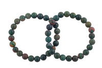 Natural Bloodstone - Bracelet Matte Round Size 10mm and 12mm- Handmade In USA- approx. 7-7.5" Bracelet Crystal Bracelet- LGS