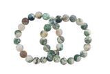 Natural Green Moss Agate Bracelet Matte Round Size 6mm and 8mm- Handmade In USA- approx. 7" Bracelet Crystal Bracelet