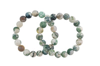 Natural Green Moss Agate Bracelet Matte Round Size 6mm and 8mm- Handmade In USA- approx. 7" Bracelet Crystal Bracelet