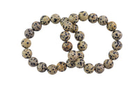 Natural Dalmatian Jasper Smooth Round Size 6mm and 8mm- Handmade In USA- approx. 7" Bracelet Crystal Bracelet