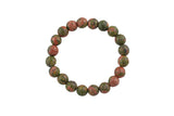 Unakite Bracelet Round Size 6mm and 8mm - Handmade In USA - Natural Gemstone Crystal Bracelets - Handmade Jewelry - approx. 7"