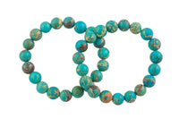 Aqua Sea Sediment Jasper Round Size 6mm and 8mm- Handmade In USA- approx. 7" Bracelet Crystal Bracelet