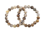 Brown Zebra Jasper Smooth Round Size 6mm and 8mm- Handmade In USA- approx. 7" Bracelet Crystal Bracelet