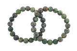 Natural Green Caldrite Round Size 6mm and 8mm- Handmade In USA- approx. 7" Bracelet Crystal Bracelet