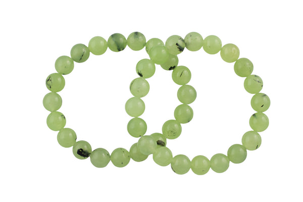 Prehnite Garnet Green Garnet Bracelet Round Size 6mm and 8mm - Handmade In USA - Natural Gemstone Bracelets - Handmade Jewelry - approx. 7"