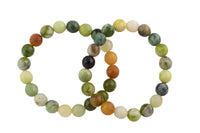 Natural Flower Jade- Bracelet Faceted Round Size 10mm and 12mm- Handmade In USA- approx. 7-7.5" Bracelet Crystal Bracelet- LGS