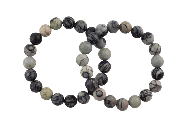 Natural Spider Vein Jasper Round Size 4mm, 6mm and 8mm- Handmade In USA- approx. 7" Bracelet Crystal Bracelet