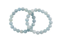 Natural Aquamarine Matte Round Size 10mm and 12mm- Handmade In USA- approx. 7-7.5" Bracelet Crystal Bracelet- LGS