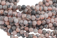 Natural Light Pink Zebra Jasper Beads Grade AAA in Round-Full Strand 15.5 inch Strand AAA Quality Smooth Gemstone Beads