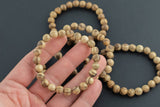 Tiger stripped wood Bracelet Round Size 6mm and 8mm- Handmade In USA Natural wood Bracelets - Handmade Jewelry - approx. 7"