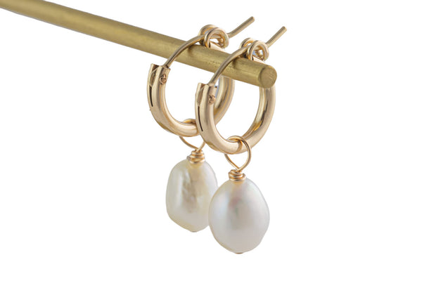 Gold Filled 14/20 Pearl Earring,Minimalist Jewelry,Dainty Dangle Earrings-Perfect Gift