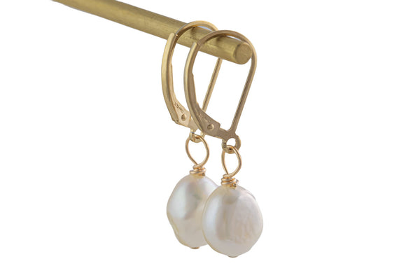 Gold Filled Pearl Earring,Minimalist Jewelry,Dainty Dangle Earrings-Perfect Gift