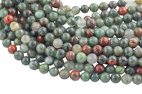 Natural Bloodstone Beads Blood Stone Beads, High Quality in Faceted Round,-Full Strand 15.5 inch Strand, 4mm, 6mm, 8mm, 12mm, or 14mm Beads