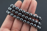 Natural Hematite Bracelet Round Size 6mm 8mm - Handmade In USA Gemstone Crystal Bracelets - Handmade Jewelry - approx. 7"