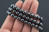 Natural Hematite Bracelet Round Size 6mm 8mm - Handmade In USA Gemstone Crystal Bracelets - Handmade Jewelry - approx. 7"