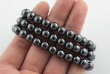 Natural Hematite Bracelet Round Size 6mm 8mm - Handmade In USA Gemstone Crystal Bracelets - Handmade Jewelry - approx. 7"