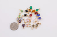 Petite tiny crystal charms teardrop 6*8mm. Bezzeled with gold plated copper / brass.