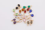 Petite tiny crystal charms teardrop 6*8mm. Bezzeled with gold plated copper / brass.
