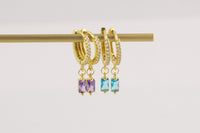 18K Gold Zircon Stone Earrings, WATERPROOF, Mothers Day Gift, Trend Colorful Earrings, Perfect gift for her, Birthday Gift Idea, Gemstone