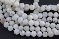 Natural Moonstone Beads Diamond Cut Facets 6mm 8mm Rainbow Moonstone Gemstone Loose Beads 15.5" - 16" full strands AAA Quality