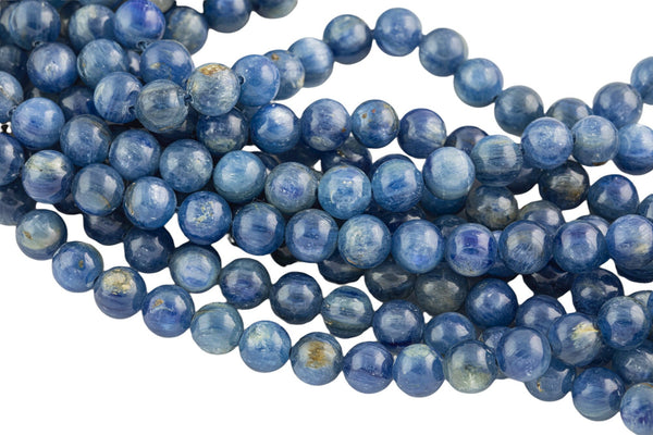 Natural Kyanite Beads, Round, Full Strand 8mm, 10mm AAA Quality Smooth Gemstone Beads